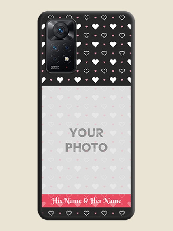 Custom White Color Love Symbols with Text Design on Photo on Space Black Soft Matte Phone Cover - Redmi Note 11 Pro Plus 5G - alternate view