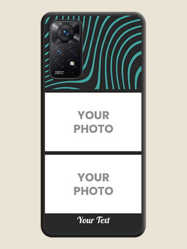 Custom Wave Pattern with 2 Image Holder on Space Black Personalized Soft Matte Phone Covers - Redmi Note 11 Pro Plus 5G - alternate view