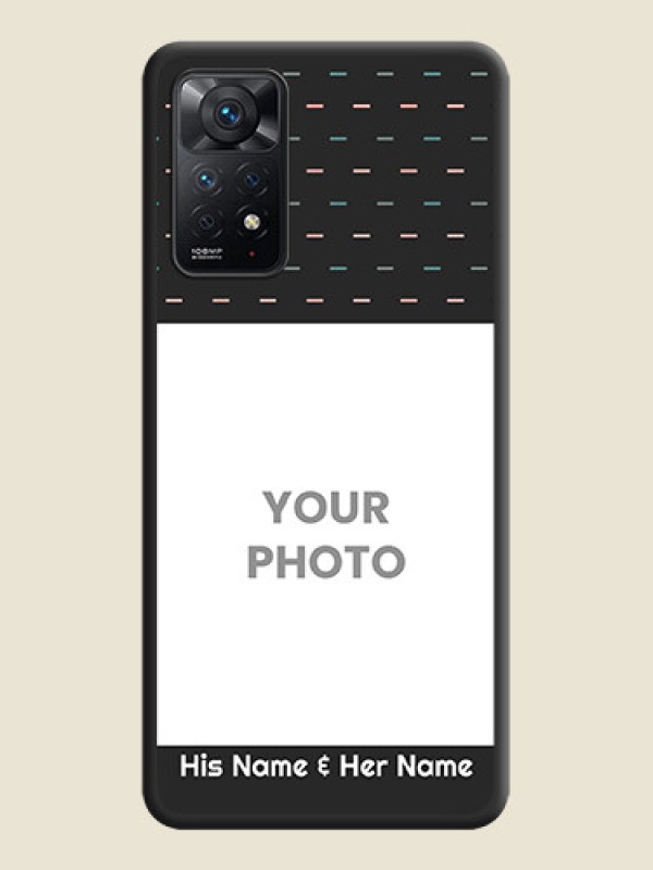 Custom Line Pattern Design with Text on Space Black Custom Soft Matte Phone Back Cover - Redmi Note 11 Pro Plus 5G - alternate view
