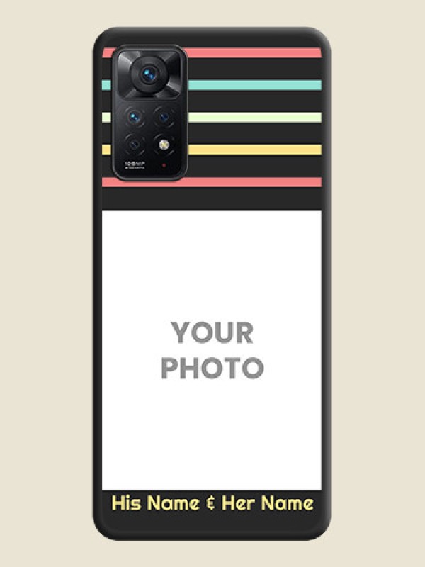 Custom Color Stripes with Photo and Text on Photo on Space Black Soft Matte Mobile Case - Redmi Note 11 Pro Plus 5G - alternate view