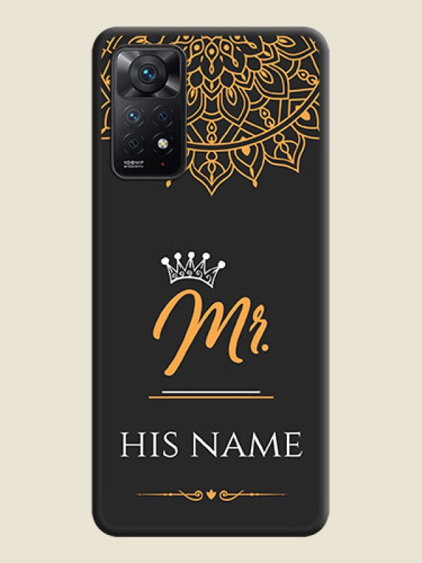 Custom Mr Name with Floral Design  on Personalised Space Black Soft Matte Cases - Redmi Note 11 Pro Plus 5G - alternate view