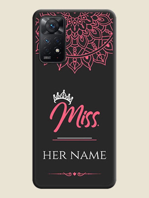 Custom Mrs Name with Floral Design on Space Black Personalized Soft Matte Phone Covers - Redmi Note 11 Pro Plus 5G - alternate view
