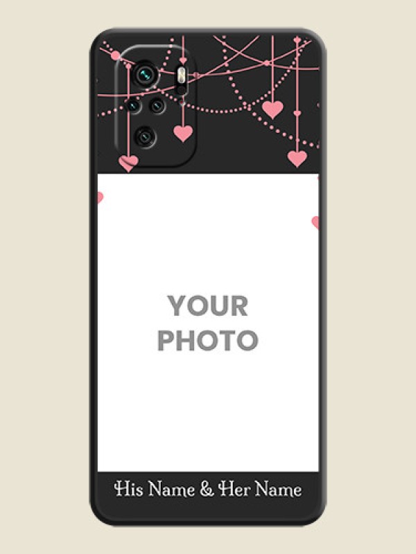 Custom Pink Love Hangings with Text on Space Black Custom Soft Matte Back Cover - Redmi Note 11 Se - alternate view