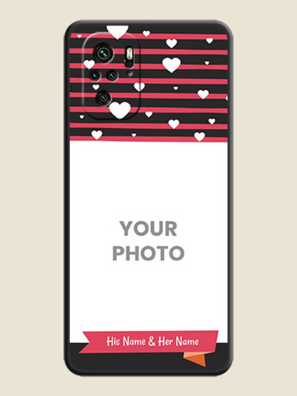 Custom White Color Love Symbols with Pink Lines Pattern on Space Black Custom Soft Matte Phone Cases - Redmi Note 11 Se - alternate view