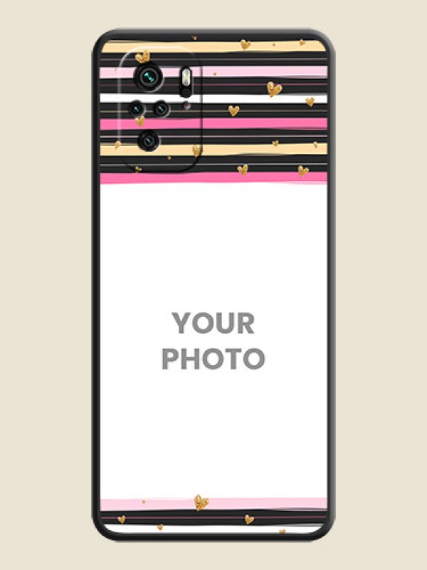 Custom Multicolor Lines and Golden Love Symbols Design on Photo on Space Black Soft Matte Mobile Cover - Redmi Note 11 Se - alternate view