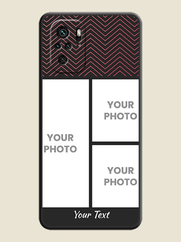 Custom Wave Pattern with 3 Image Holder on Space Black Custom Soft Matte Back Cover - Redmi Note 11 Se - alternate view