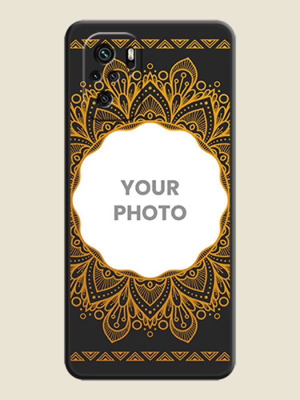 Custom Round Image with Floral Design on Photo on Space Black Soft Matte Mobile Cover - Redmi Note 11 Se - alternate view