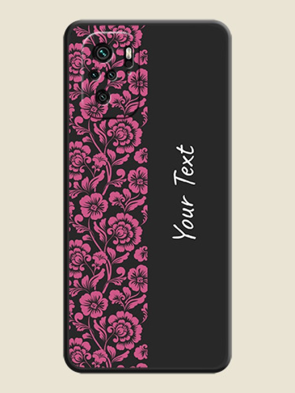 Custom Pink Floral Pattern Design With Custom Text On Space Black Personalized Soft Matte Phone Covers -Xiaomi Redmi Note 11 Se - alternate view