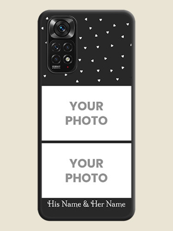 Custom Miniature Love Symbols with Name on Space Black Custom Soft Matte Back Cover - Redmi Note 11 - alternate view