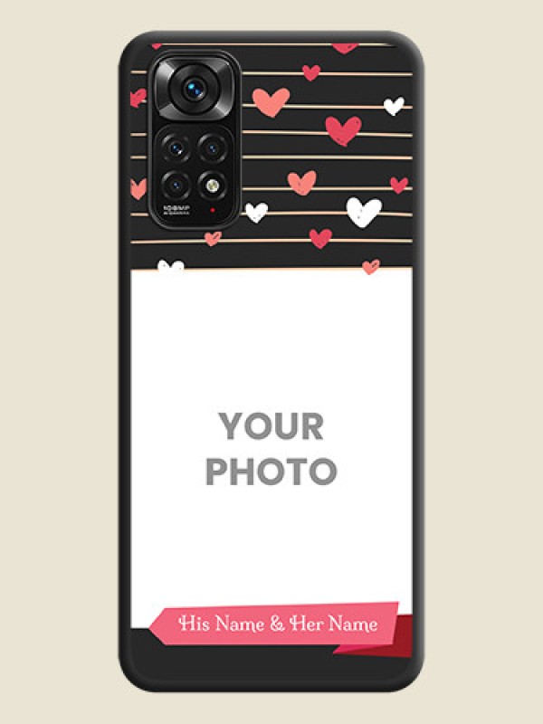 Custom Love Pattern with Name on Pink Ribbon  on Photo on Space Black Soft Matte Back Cover - Redmi Note 11 - alternate view