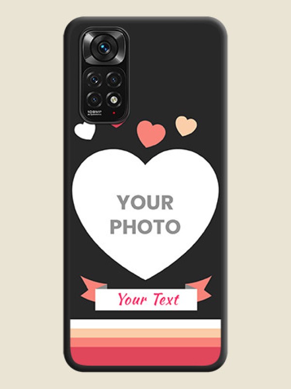 Custom Love Shaped Photo with Colorful Stripes on Personalised Space Black Soft Matte Cases - Redmi Note 11 - alternate view