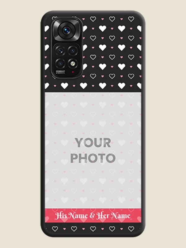 Custom White Color Love Symbols with Text Design on Photo on Space Black Soft Matte Phone Cover - Redmi Note 11 - alternate view