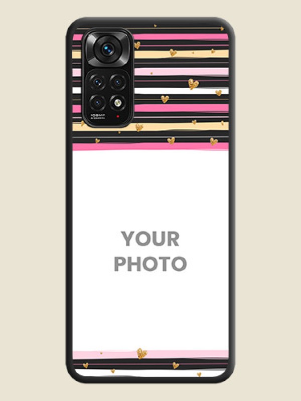 Custom Multicolor Lines and Golden Love Symbols Design on Photo on Space Black Soft Matte Mobile Cover - Redmi Note 11 - alternate view