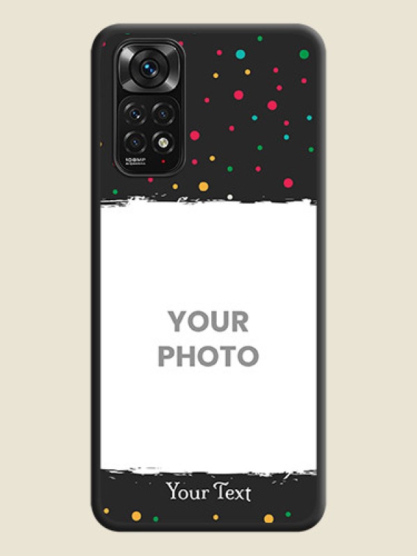 Custom Multicolor Dotted Pattern with Text on Space Black Custom Soft Matte Phone Back Cover - Redmi Note 11 - alternate view