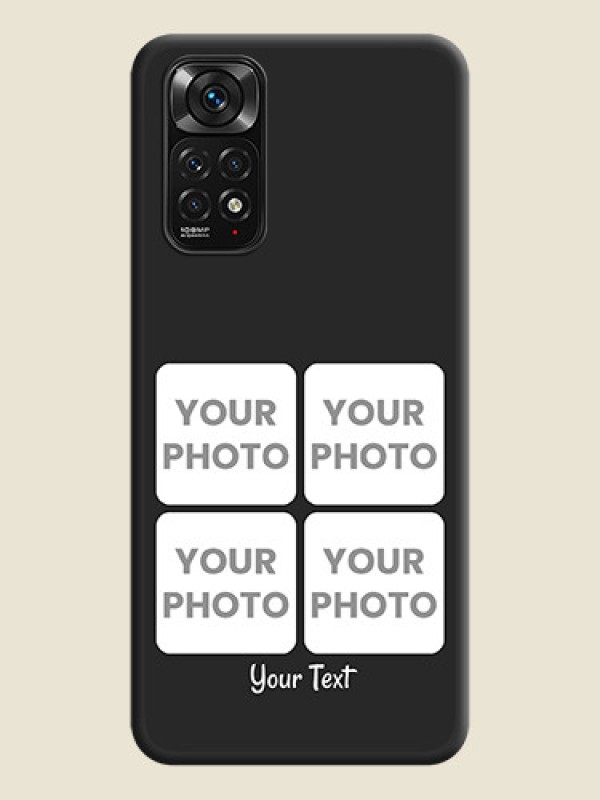 Custom Floral Art with 6 Image Holder on Photo on Space Black Soft Matte Mobile Case - Redmi Note 11 - alternate view