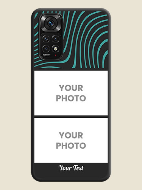 Custom Wave Pattern with 2 Image Holder on Space Black Personalized Soft Matte Phone Covers - Redmi Note 11 - alternate view