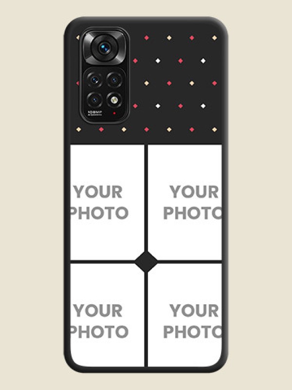 Custom Multicolor Dotted Pattern with 4 Image Holder on Space Black Custom Soft Matte Phone Cases - Redmi Note 11 - alternate view