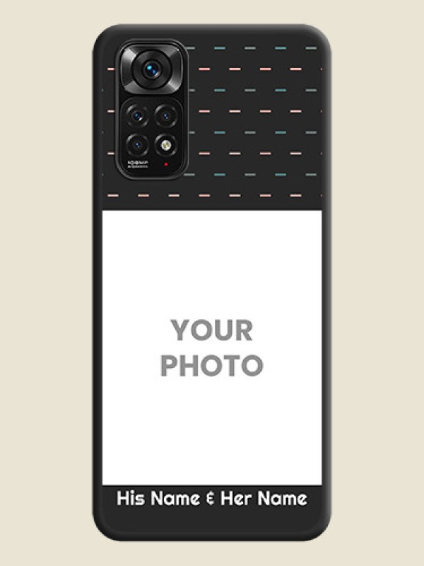 Custom Line Pattern Design with Text on Space Black Custom Soft Matte Phone Back Cover - Redmi Note 11 - alternate view
