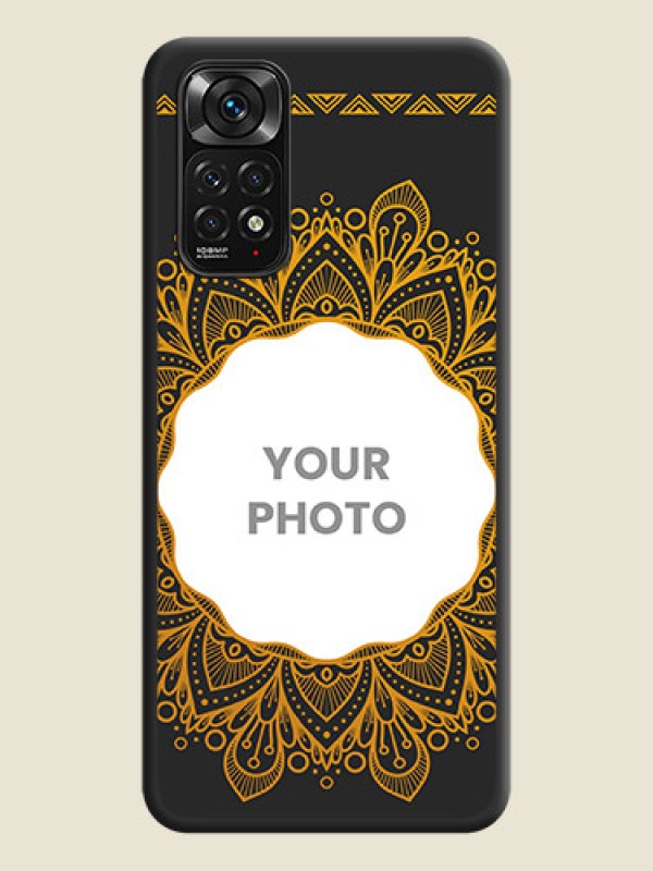 Custom Round Image with Floral Design on Photo on Space Black Soft Matte Mobile Cover - Redmi Note 11 - alternate view