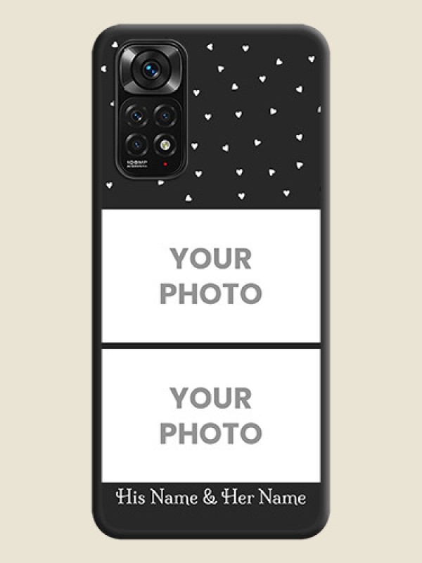 Custom Miniature Love Symbols with Name on Space Black Custom Soft Matte Back Cover - Redmi Note 11s - alternate view