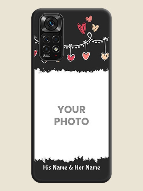 Custom Pink Love Hangings with Name on Space Black Custom Soft Matte Phone Cases - Redmi Note 11s - alternate view