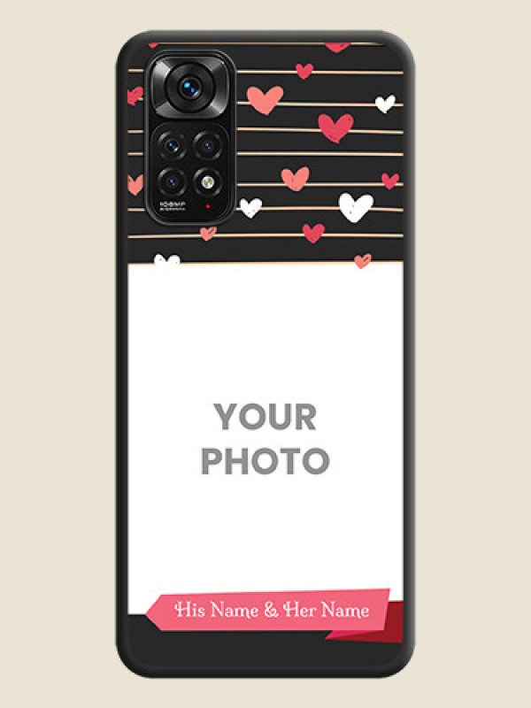 Custom Love Pattern with Name on Pink Ribbon  on Photo on Space Black Soft Matte Back Cover - Redmi Note 11s - alternate view