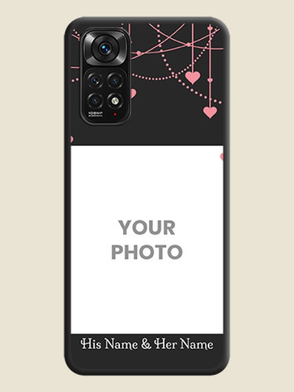 Custom Pink Love Hangings with Text on Space Black Custom Soft Matte Back Cover - Redmi Note 11s - alternate view