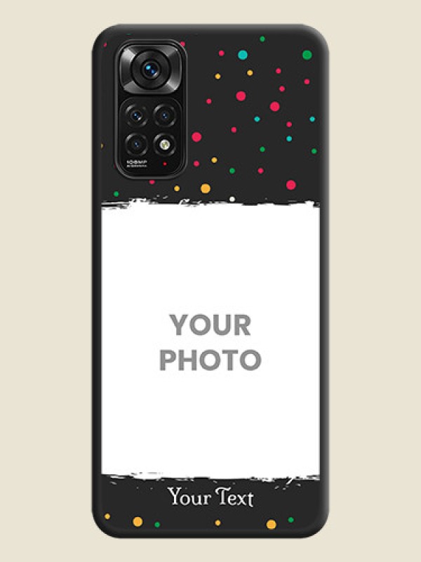 Custom Multicolor Dotted Pattern with Text on Space Black Custom Soft Matte Phone Back Cover - Redmi Note 11s - alternate view