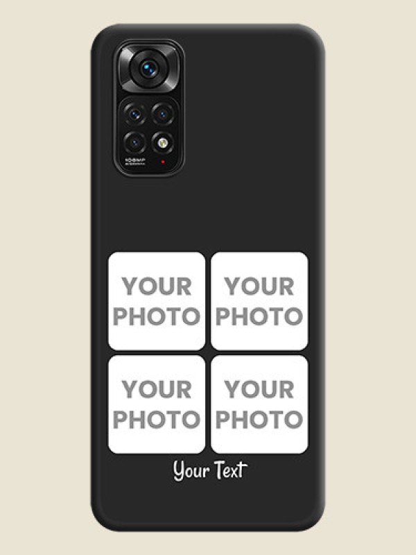 Custom Floral Art with 6 Image Holder on Photo on Space Black Soft Matte Mobile Case - Redmi Note 11s - alternate view