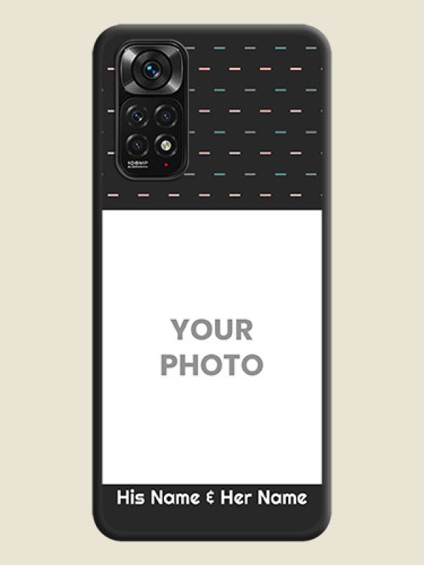 Custom Line Pattern Design with Text on Space Black Custom Soft Matte Phone Back Cover - Redmi Note 11s - alternate view