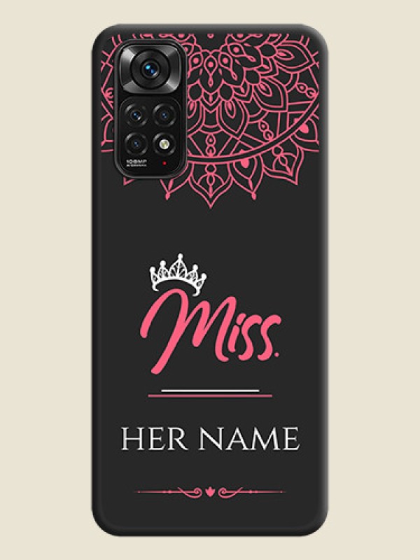 Custom Mrs Name with Floral Design on Space Black Personalized Soft Matte Phone Covers - Redmi Note 11s - alternate view