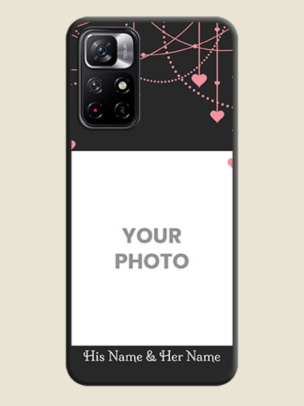 Custom Pink Love Hangings with Text on Space Black Custom Soft Matte Back Cover - Redmi Note 11T 5G - alternate view