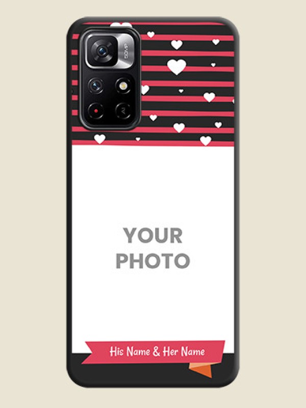 Custom White Color Love Symbols with Pink Lines Pattern on Space Black Custom Soft Matte Phone Cases - Redmi Note 11T 5G - alternate view