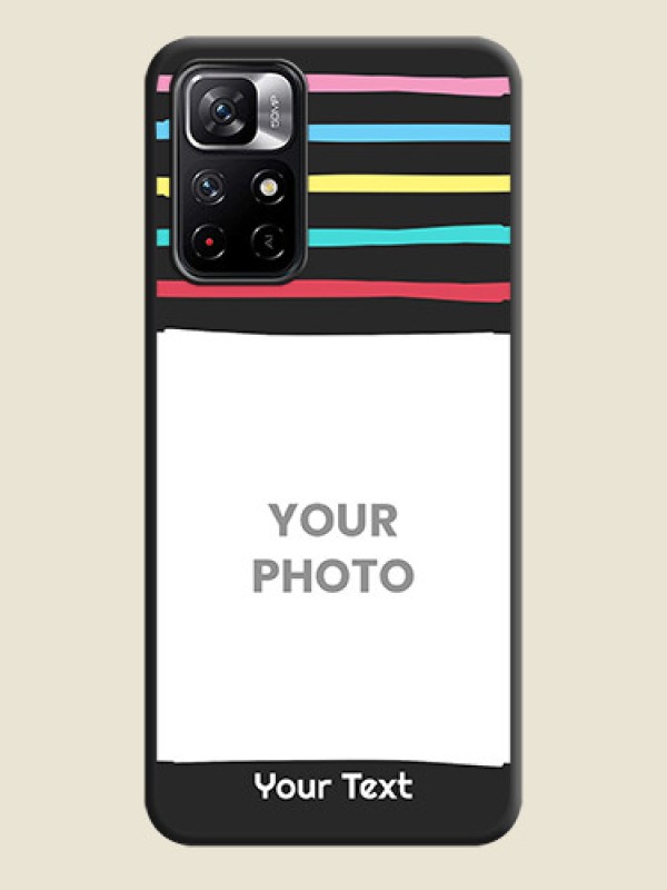 Custom Multicolor Lines with Image on Space Black Personalized Soft Matte Phone Covers - Redmi Note 11T 5G - alternate view
