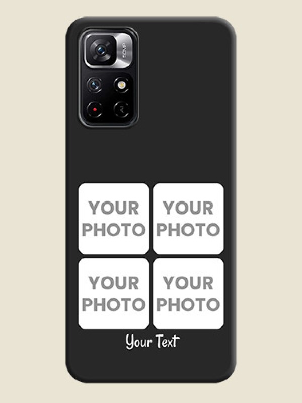 Custom Floral Art with 6 Image Holder on Photo on Space Black Soft Matte Mobile Case - Redmi Note 11T 5G - alternate view