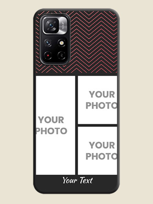 Custom Wave Pattern with 3 Image Holder on Space Black Custom Soft Matte Back Cover - Redmi Note 11T 5G - alternate view