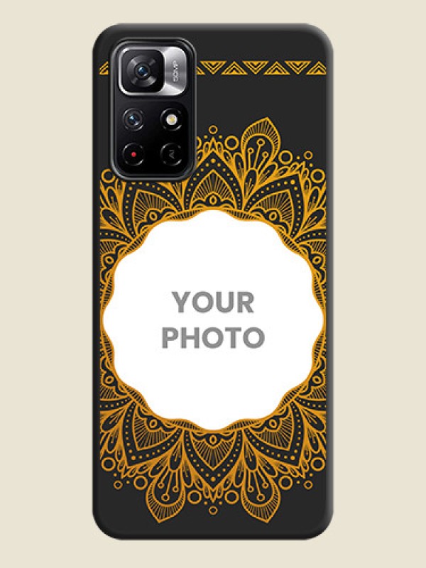 Custom Round Image with Floral Design on Photo on Space Black Soft Matte Mobile Cover - Redmi Note 11T 5G - alternate view