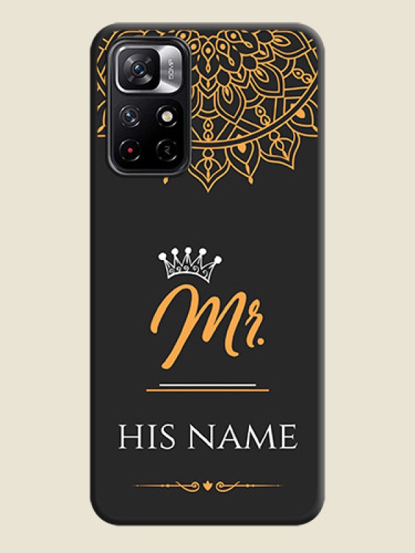 Custom Mr Name with Floral Design on Personalised Space Black Soft Matte Cases - Redmi Note 11T 5G - alternate view