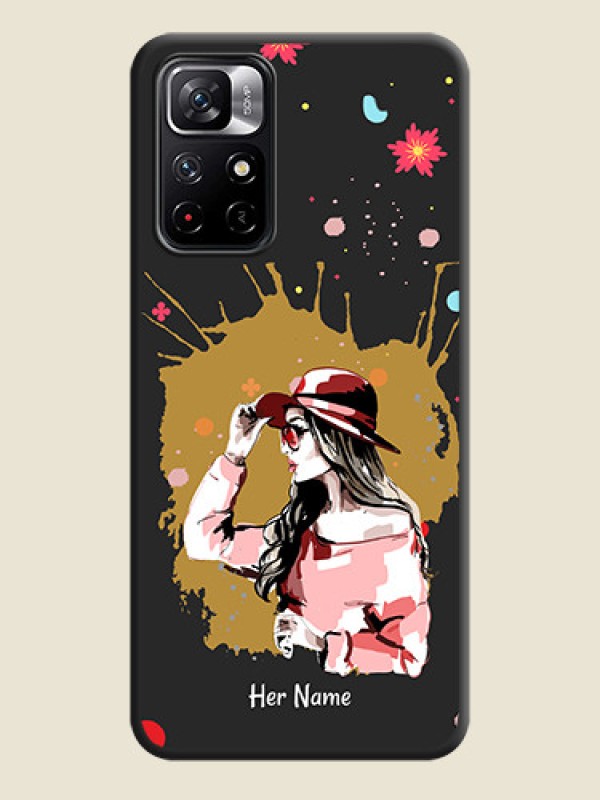 Custom Mordern Lady With Color Splash Background With Custom Text On Space Black Personalized Soft Matte Phone Covers -Xiaomi Redmi Note 11T 5G - alternate view