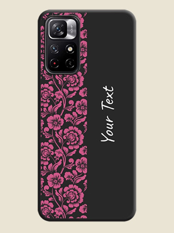 Custom Pink Floral Pattern Design With Custom Text On Space Black Personalized Soft Matte Phone Covers -Xiaomi Redmi Note 11T 5G - alternate view