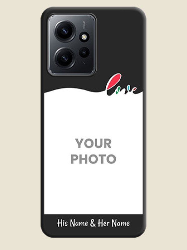 Custom Fall in Love Pattern with Picture on Photo On Space Black Custom Soft Matte Mobile Back Cover - Redmi Note 12 4G - alternate view