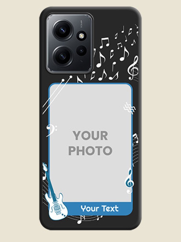 Custom Musical Theme Design with Text on Photo On Space Black Custom Soft Matte Mobile Back Cover - Redmi Note 12 4G - alternate view