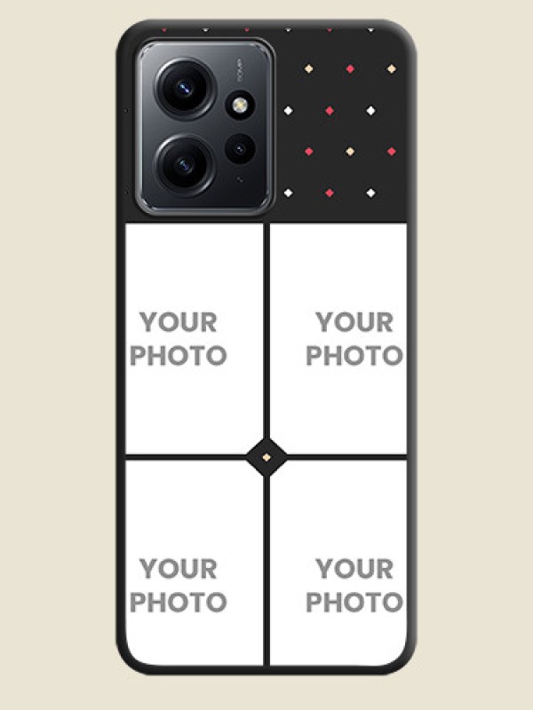 Custom Multicolor Dotted Pattern with 4 Image Holder On Space Black Custom Soft Matte Mobile Back Cover - Redmi Note 12 4G - alternate view