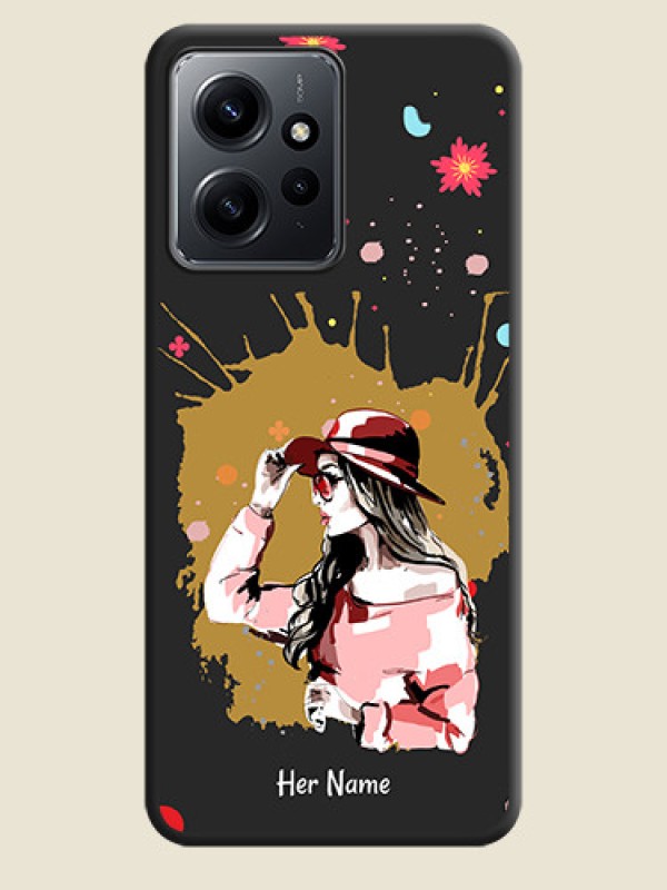 Custom Mordern Lady With Color Splash Background With Custom Text On Space Black Custom Soft Matte Mobile Back Cover - Redmi Note 12 4G - alternate view