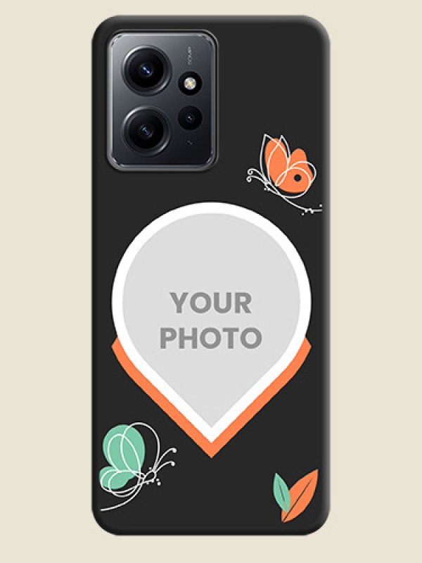 Custom Upload Pic With Simple Butterly Design On Space Black Custom Soft Matte Mobile Back Cover - Redmi Note 12 4G - alternate view