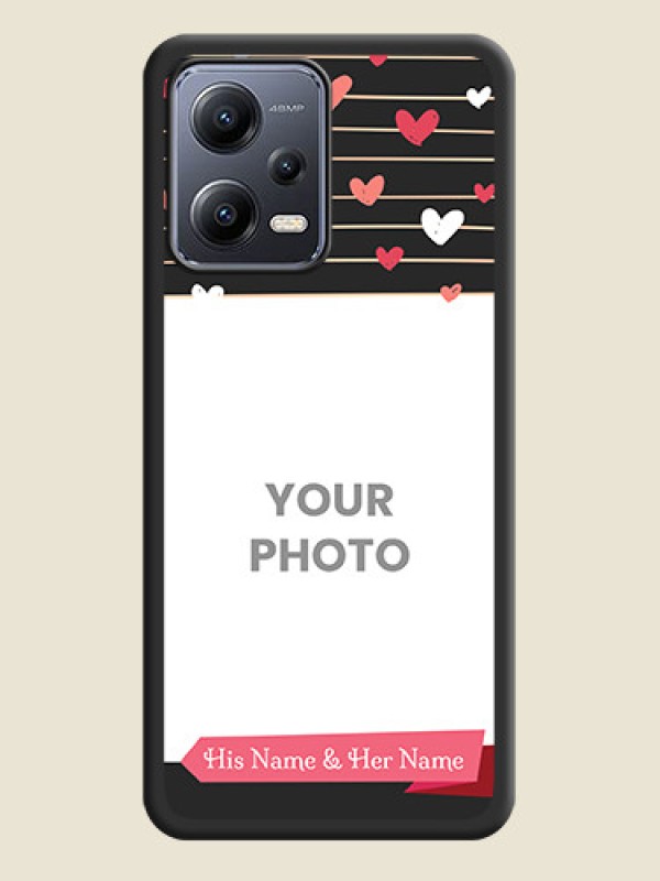 Custom Love Pattern with Name on Pink Ribbon  on Photo on Space Black Soft Matte Back Cover - Xiaomi Redmi Note 12 5G - alternate view