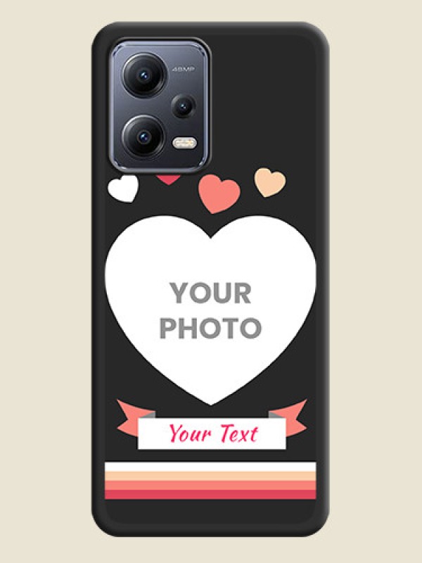 Custom Love Shaped Photo with Colorful Stripes on Personalised Space Black Soft Matte Cases - Xiaomi Redmi Note 12 5G - alternate view