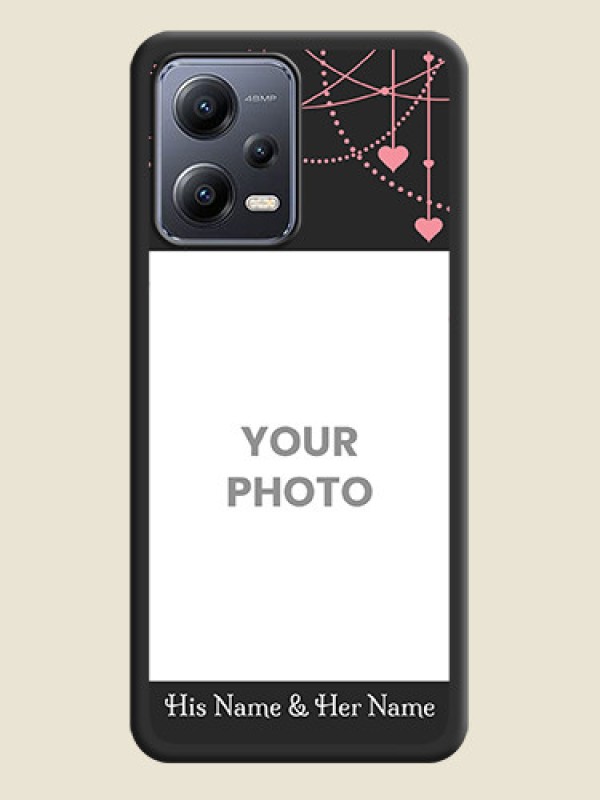 Custom Pink Love Hangings with Text on Space Black Custom Soft Matte Back Cover - Xiaomi Redmi Note 12 5G - alternate view