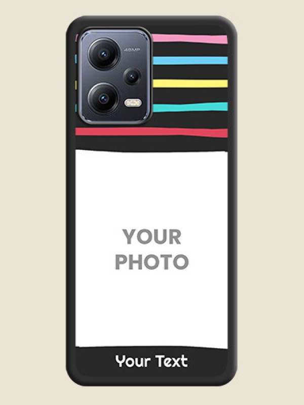 Custom Multicolor Lines with Image on Space Black Personalized Soft Matte Phone Covers - Xiaomi Redmi Note 12 5G - alternate view