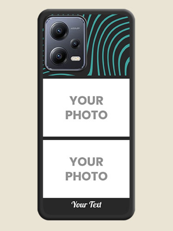 Custom Wave Pattern with 2 Image Holder on Space Black Personalized Soft Matte Phone Covers - Xiaomi Redmi Note 12 5G - alternate view